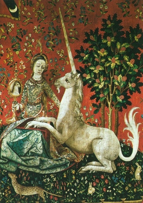 Пет от гоблените с еднорози в „Клюни“ илюстрират сетивата — в този случай зрението. 33_ednorozi.jpg
